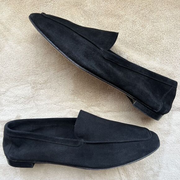 Andrea Carrano Black Suede Italian Flat Slip On Loafers Womens EU 41 US 9.5 - 10 - Picture 1 of 14